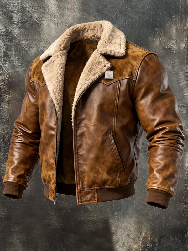 Alessandro – Lässige Leder Jacke Mit Langen Ärmeln