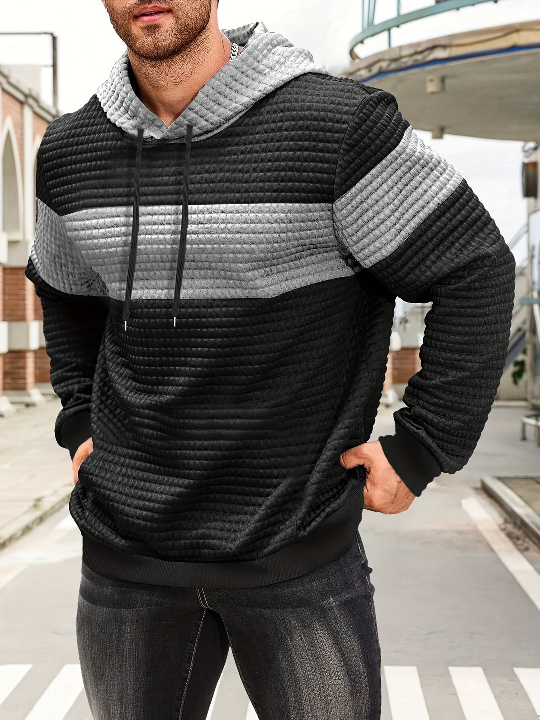 Fredric - Blockierung Stilvoller Kapuzenpullover Schweiß Hemd