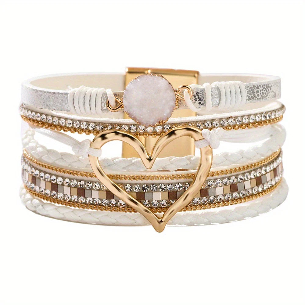 Joely - Mehrlagiges Leder Armband Mit Herz Gestaltung