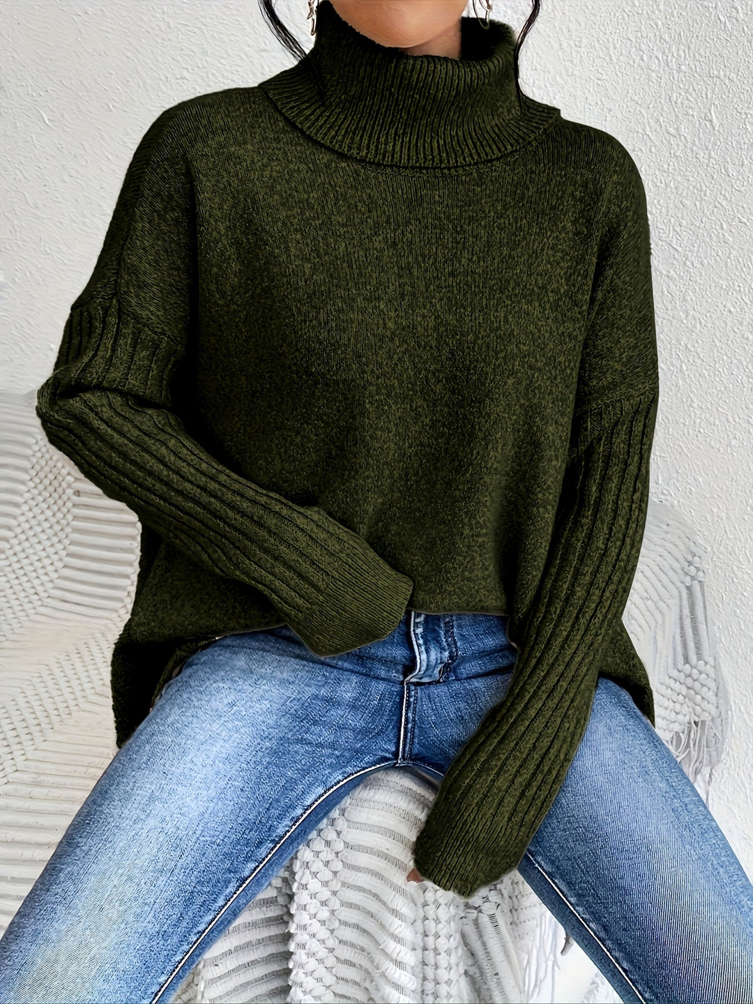 Tahlia – Lässiger Langarm-Pullover Mit Hohem Kragen