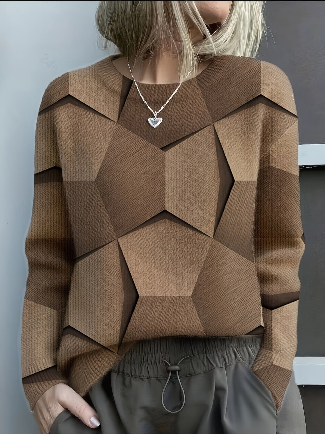 Bravina – Strickpullover Mit Geometrischem 3D Drucken