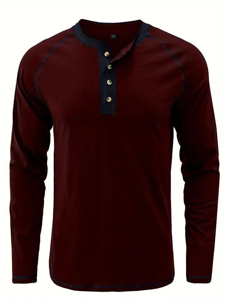 Sharma – Langärmliges Henley Hemd Mit Rundhalsausschnitt