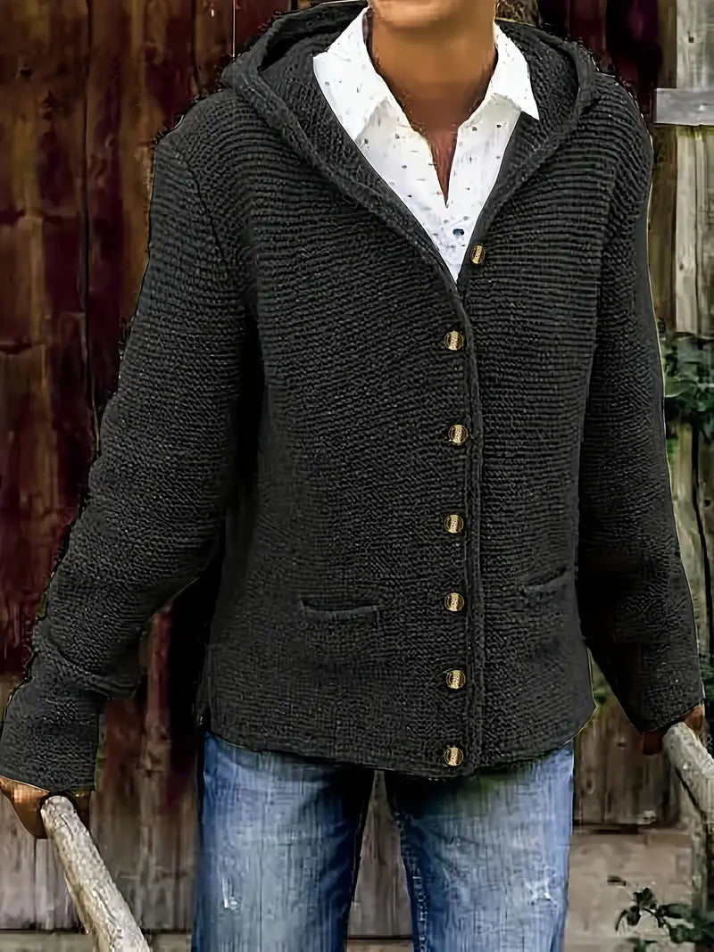 Bressan – Eleganter Strickjacke Mit Langen Ärmeln Und Kapuze