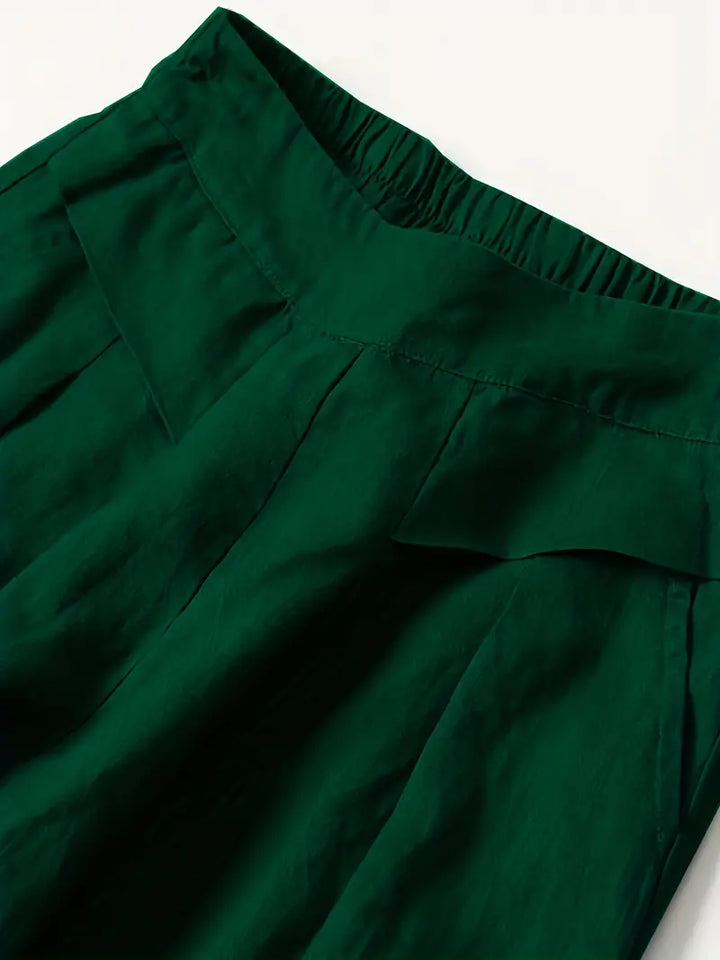 Anina - Weite Beine Leinen Hose