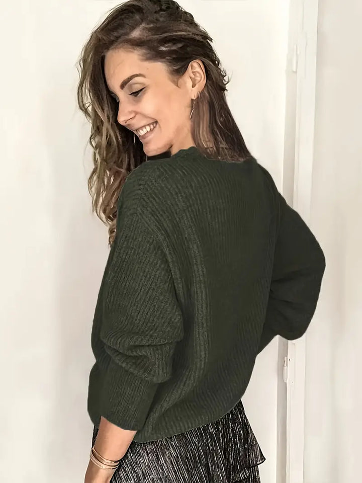 Rozelyn – Eleganter Pullover Mit V-Ausschnitt und Zopfmuster