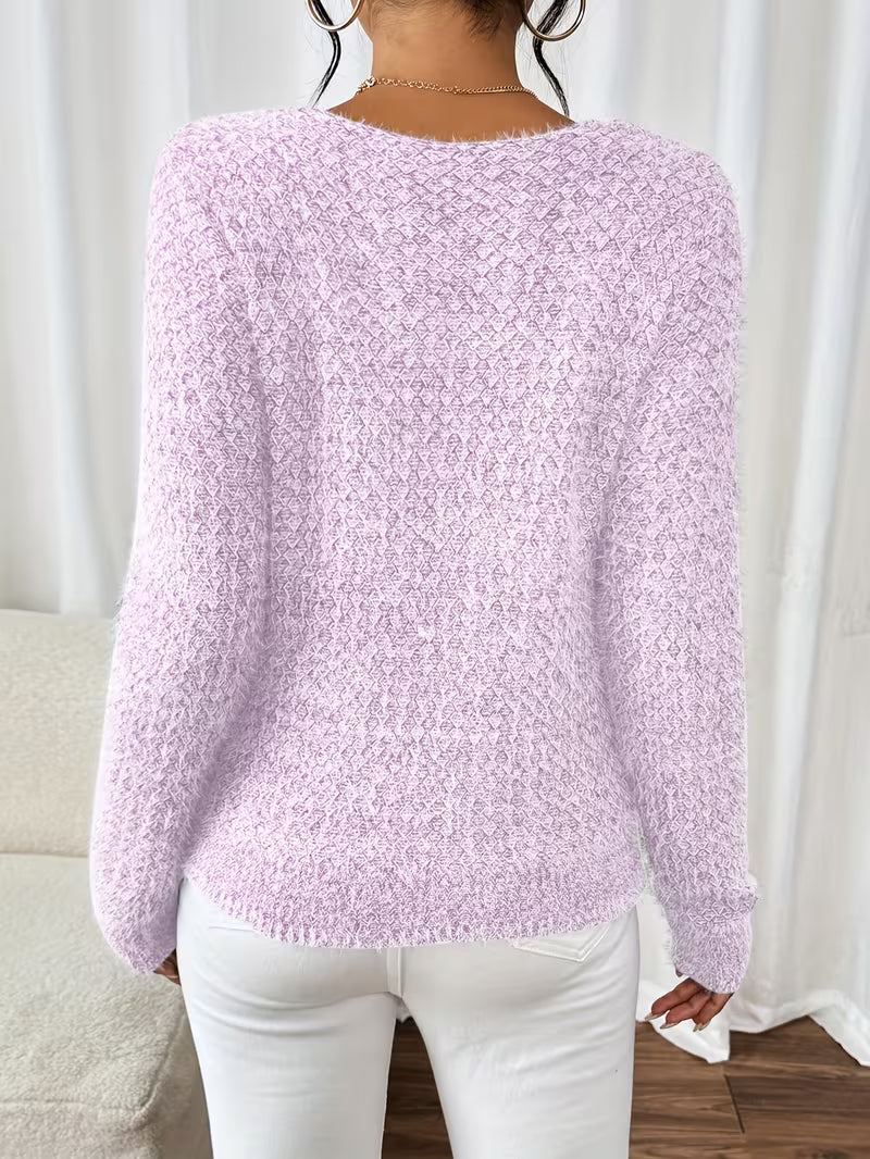 Aderah - Lockere Passform V-Ausschnitt Pullover