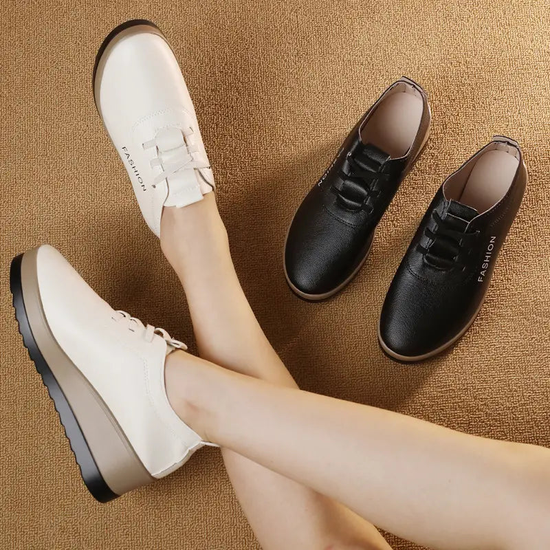 Saturnina – Leder Schuhe Mit Dicker Sohle