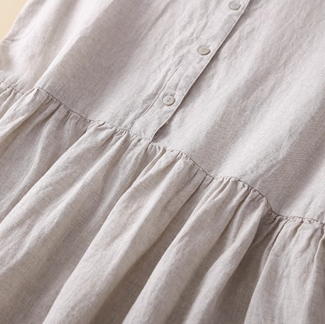 Nerissa - Einfaches Kunstvolles Baumwoll Kleid