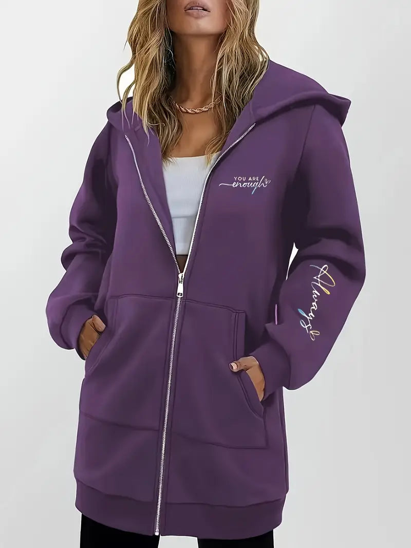 Angeleen – Kapuzen Jacke Mit Reißverschluss Und Geometrischem Print