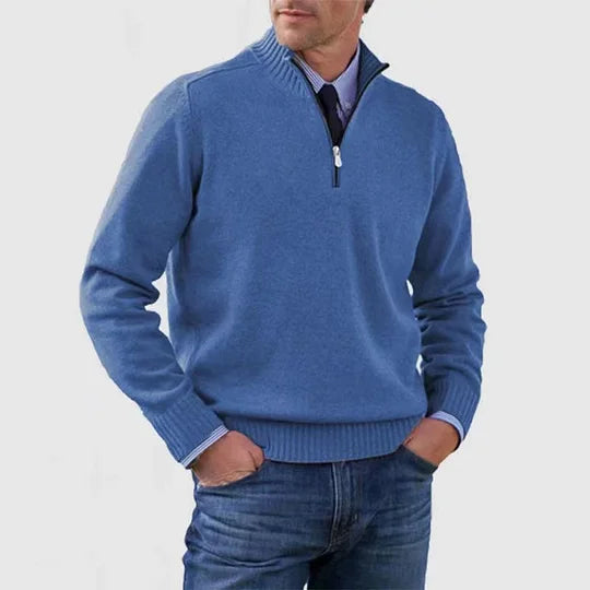 Ben – Modischer Warmer Pullover Mit Halbem Reißverschluss
