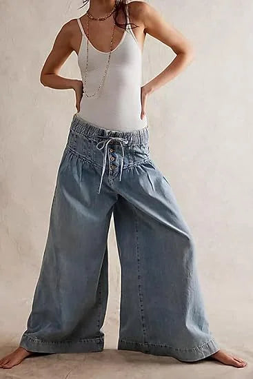 Karatza – Stilvolle Lockere Jeans Mit Weitem Bein