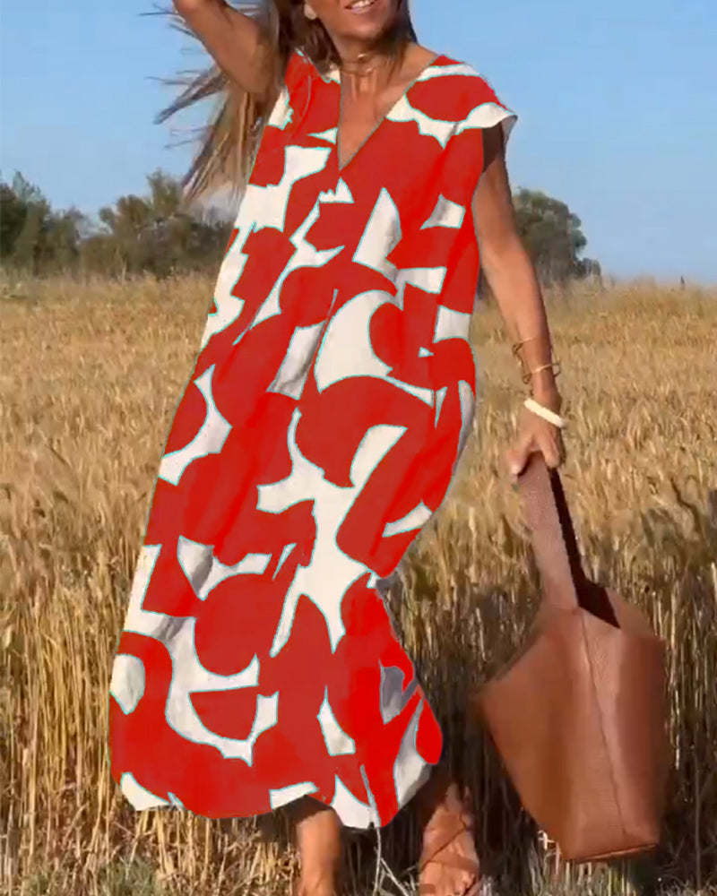 Sarinya - Bedrucktes Kleid Mit V-Ausschnitt