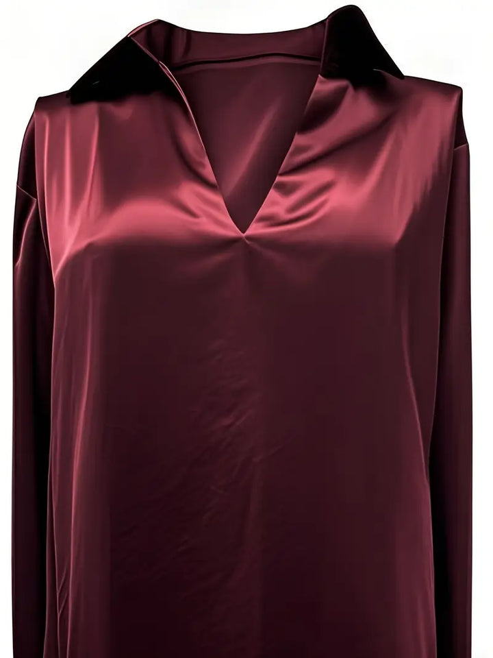 Nadene - Prämie Bluse Mit V-Ausschnitt