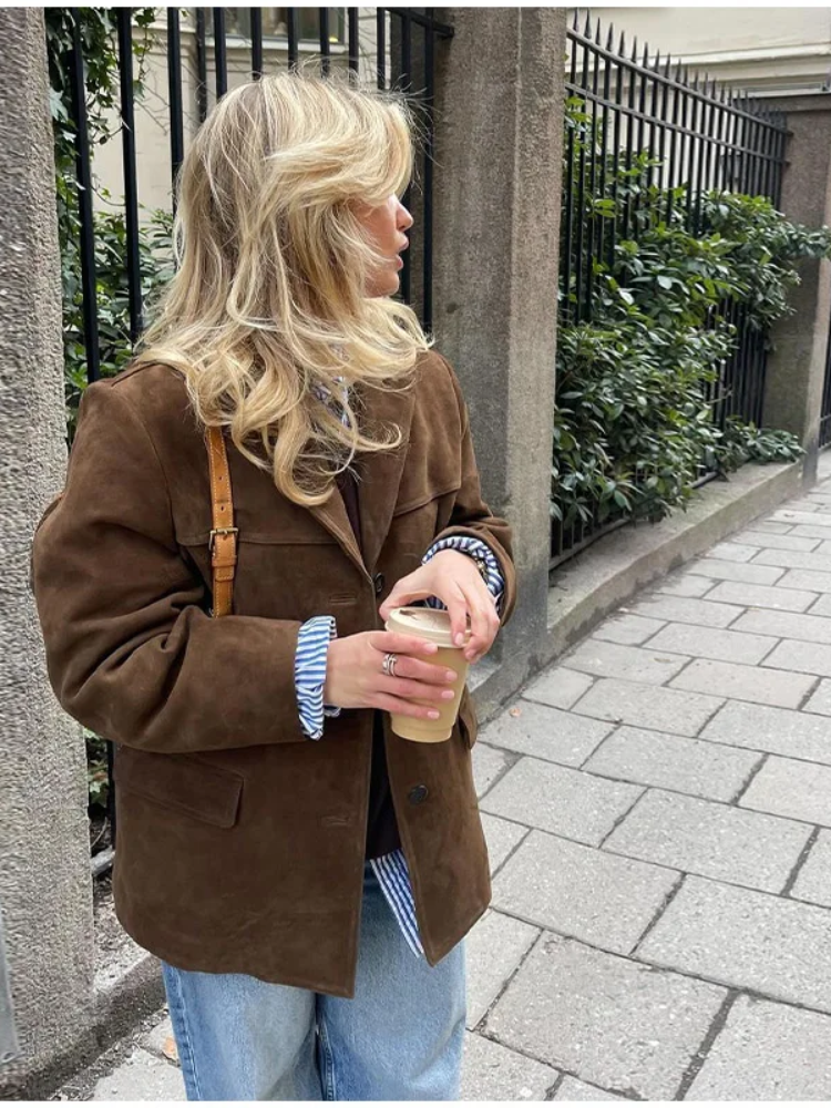 Ronia – Oversized Jacke Aus Wildleder Mit Knöpfen
