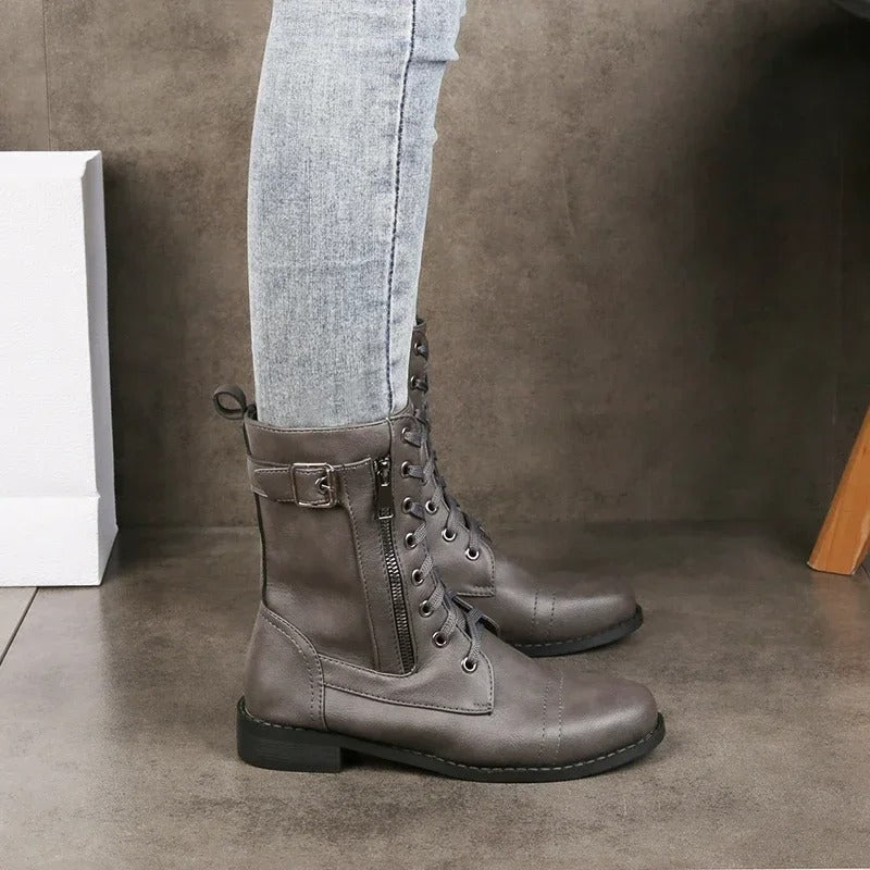 Eugenie – Orthopädische Seitlichem Reißverschluss Lederstiefel
