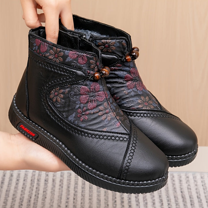 Robbie – Vintage Lederstiefeletten Mit Blumenmuster