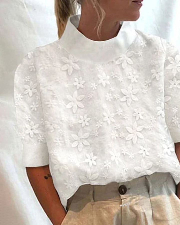 Rayhana - Bestickte Bluse Mit Schlichtem Stehkragen