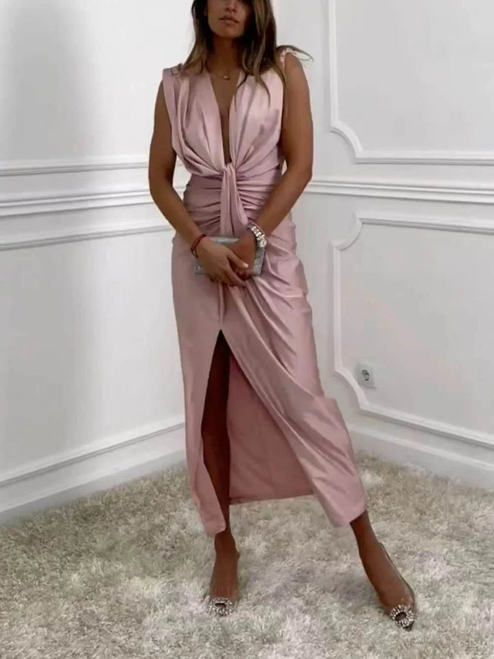 Jolira – Klassisches Midikleid Mit Gerafftem, Drapiertem Schlitz