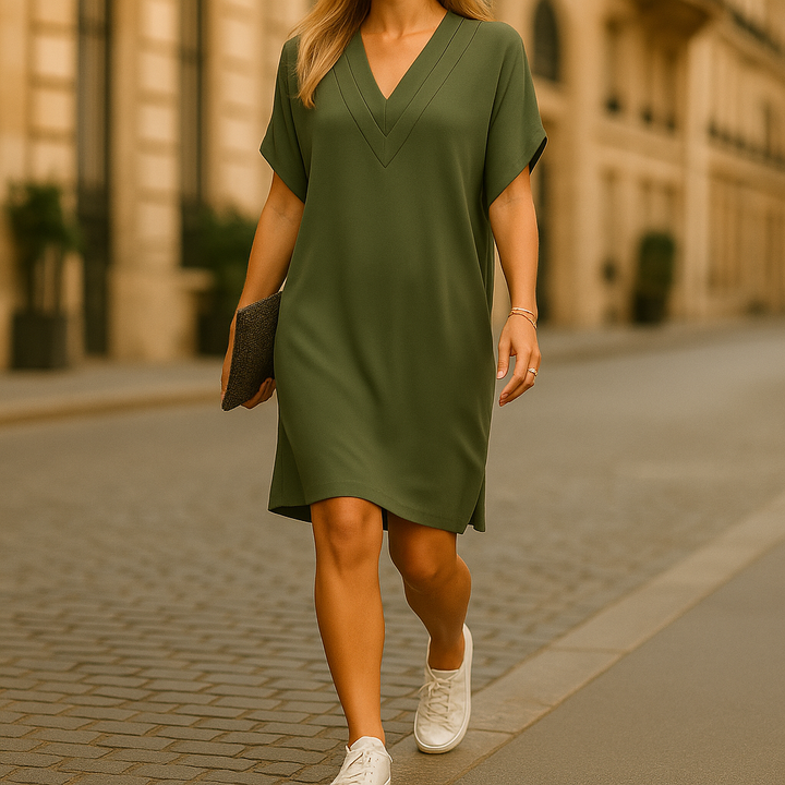 Essie – V-Ausschnitt-Kleid Mit Wickeloptik