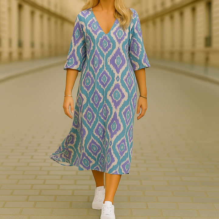 Ghislaine – Langes Kleid Mit Bohemian Drucken