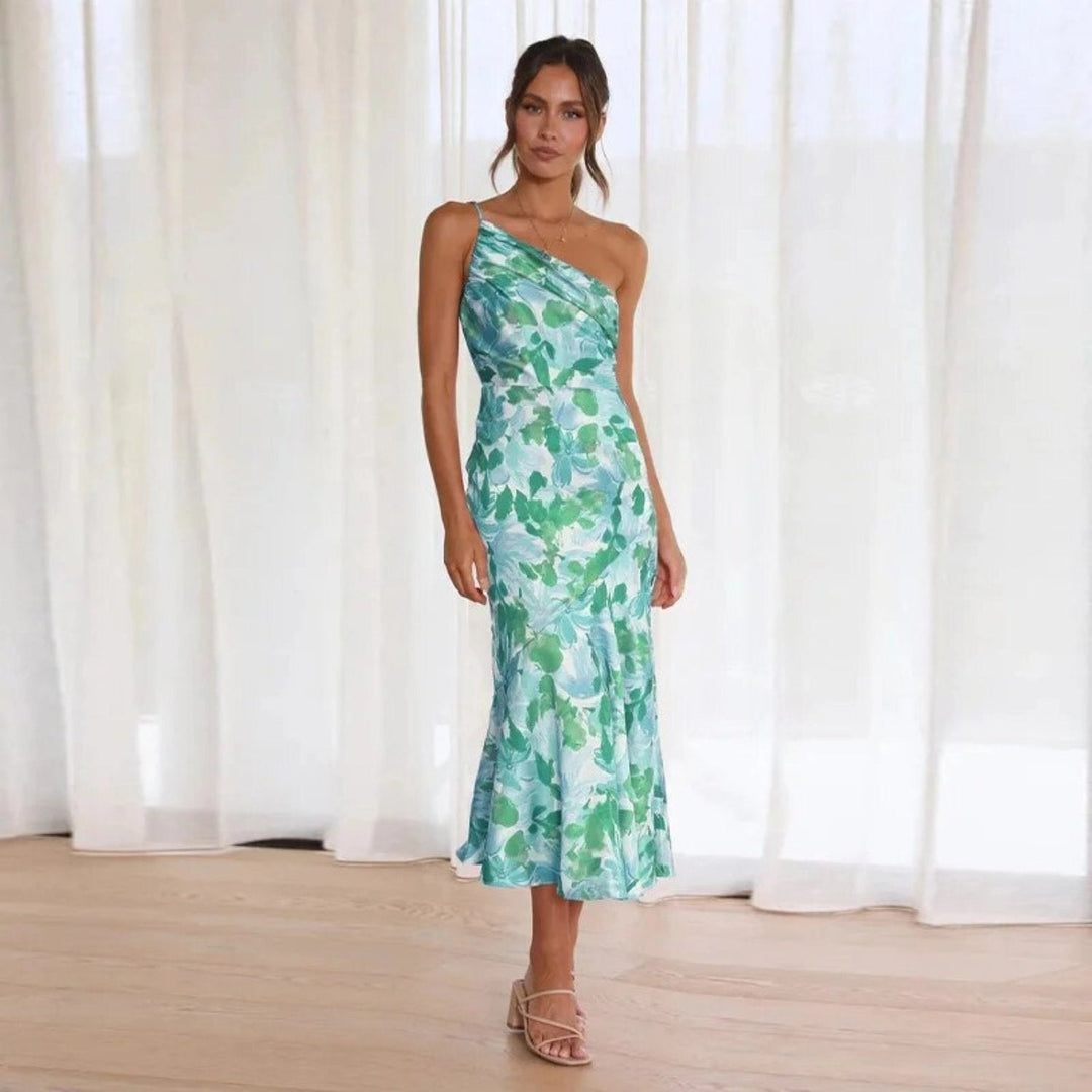 Cynthia - Satin Kleid Mit Blumenmuster