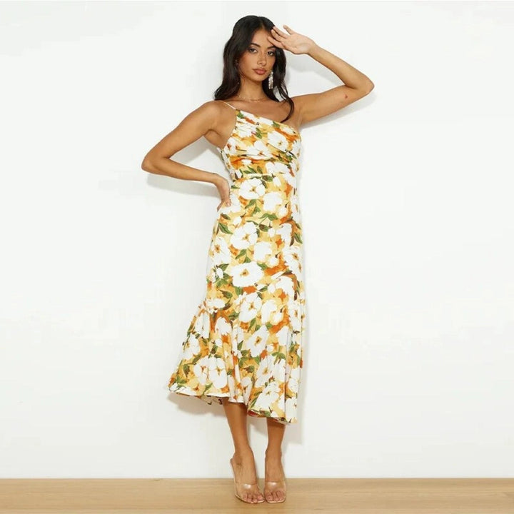 Cynthia - Satin Kleid Mit Blumenmuster