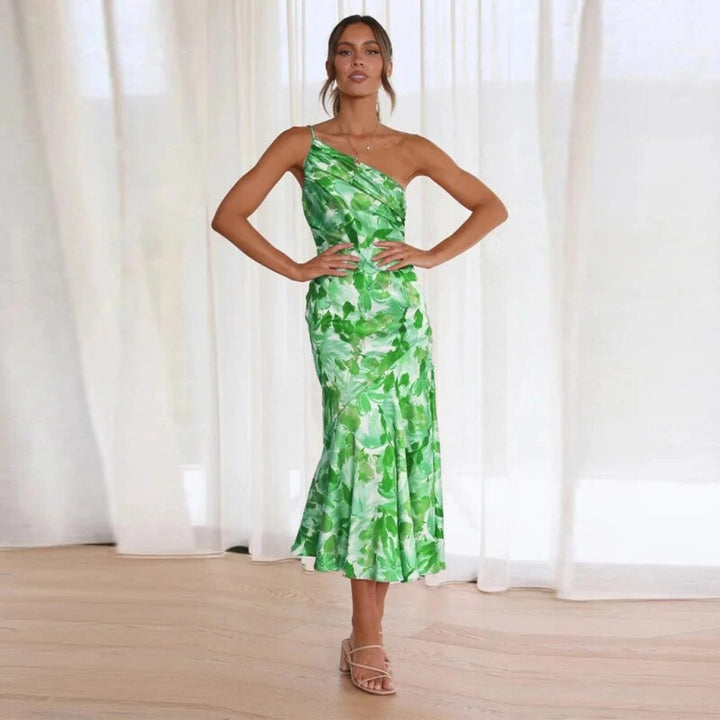 Cynthia - Satin Kleid Mit Blumenmuster