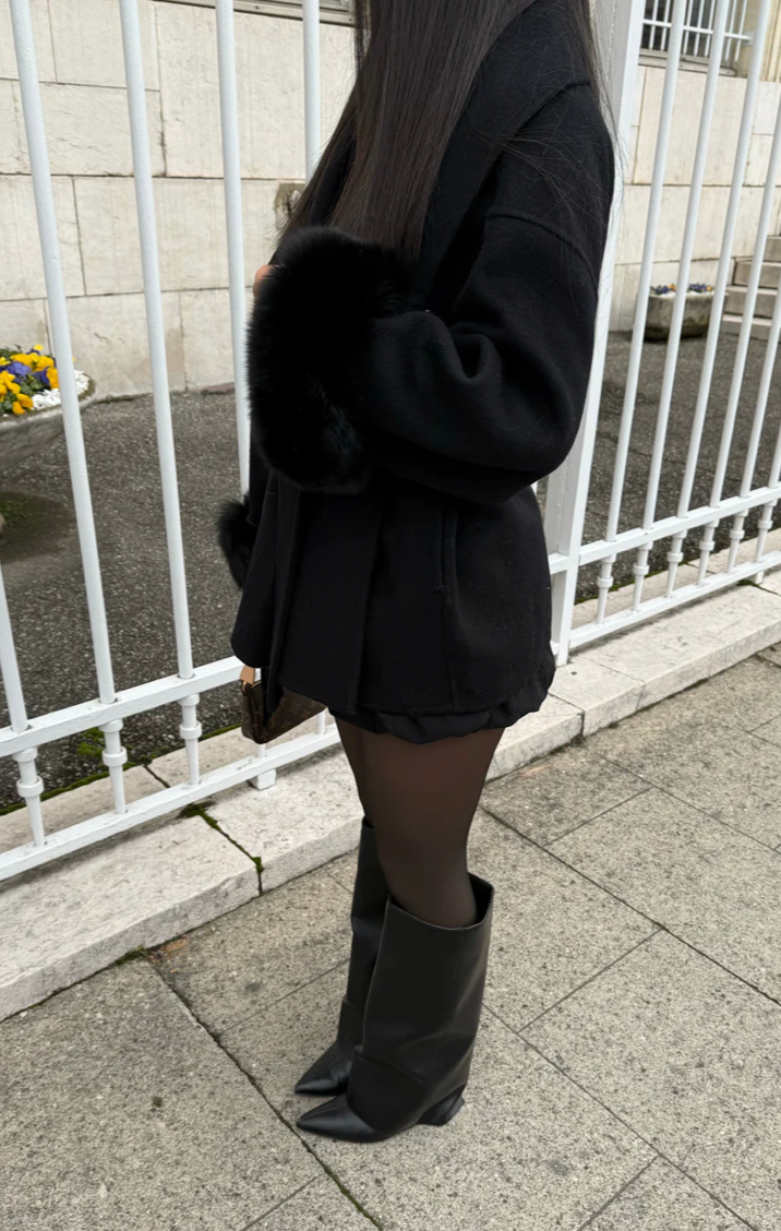 Bryony – Eleganter Woll Mantel Mit Kunstfell