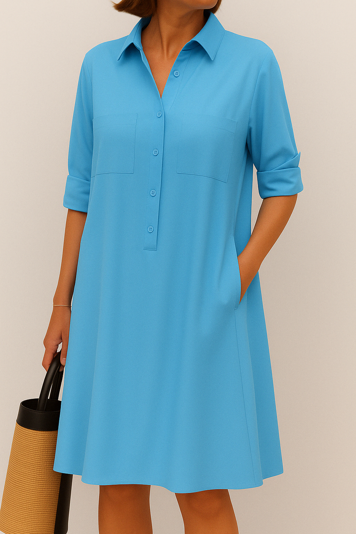 Nelida – Elegantes Langarm Kleid Mit Tasche