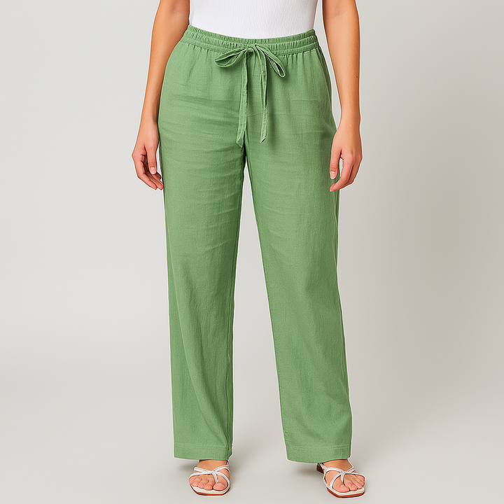Gwyneth – Elegante Leinenhose Mit Bindegürtel
