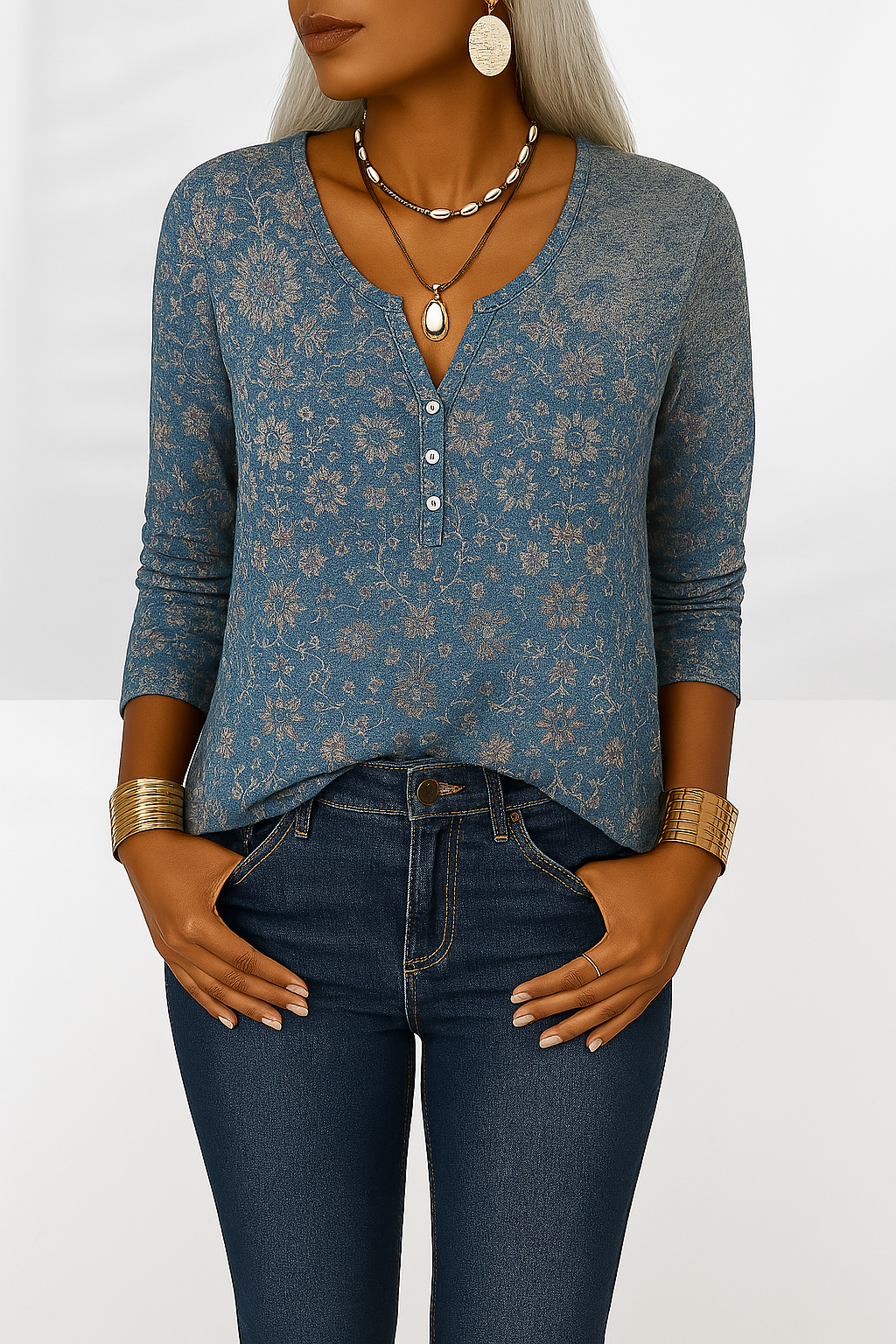 Flossie - Bluse Mit Blumenmuster Und Langen Ärmeln