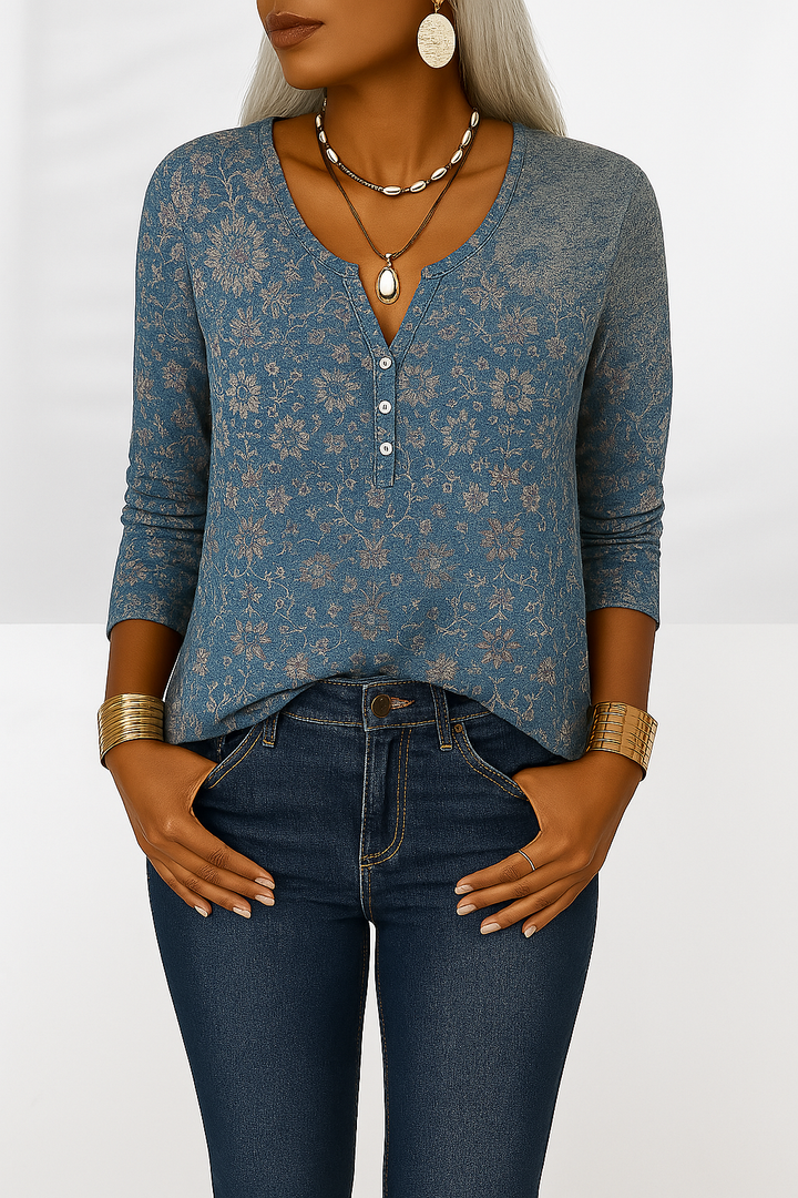 Flossie - Bluse Mit Blumenmuster Und Langen Ärmeln