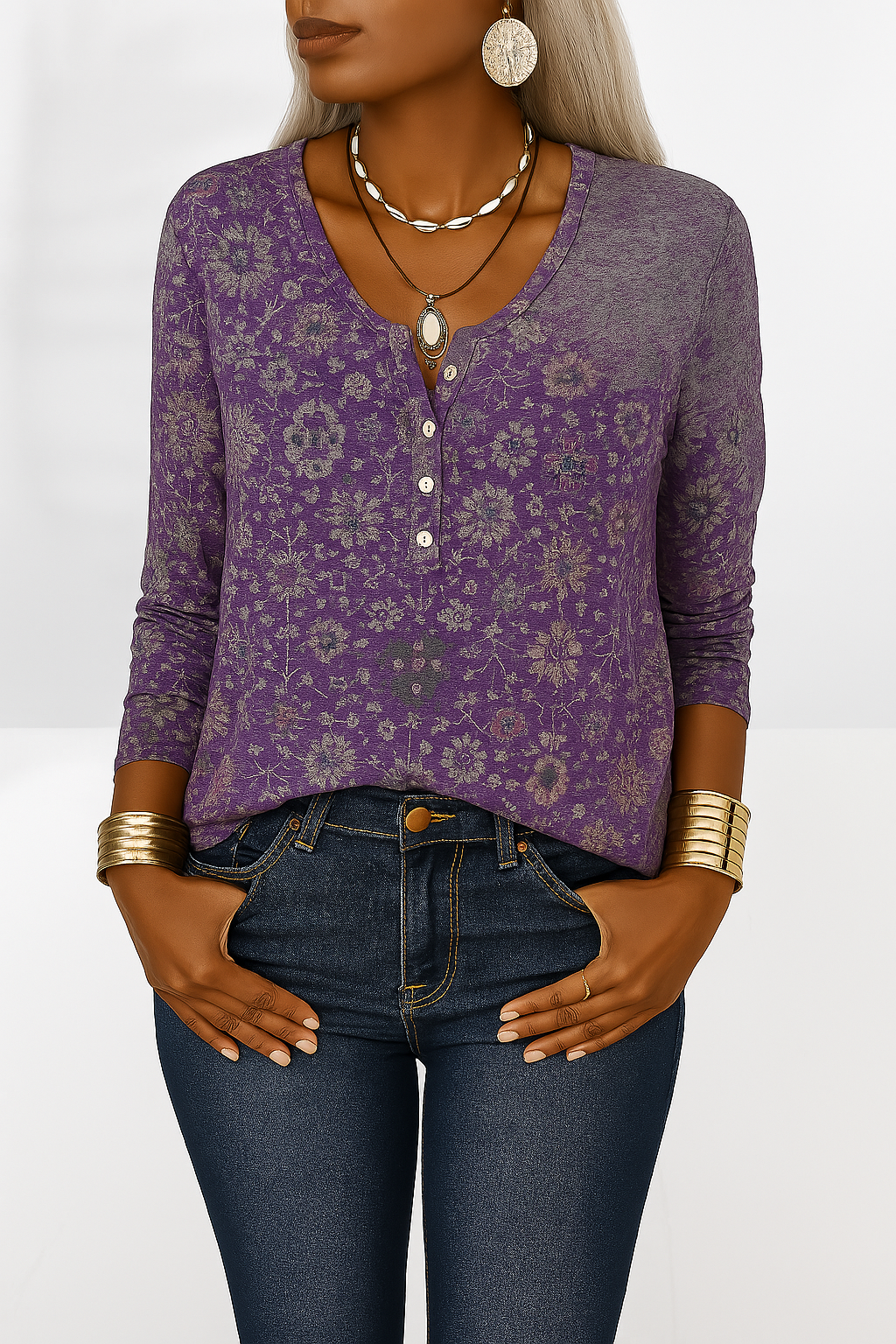 Flossie - Bluse Mit Blumenmuster Und Langen Ärmeln