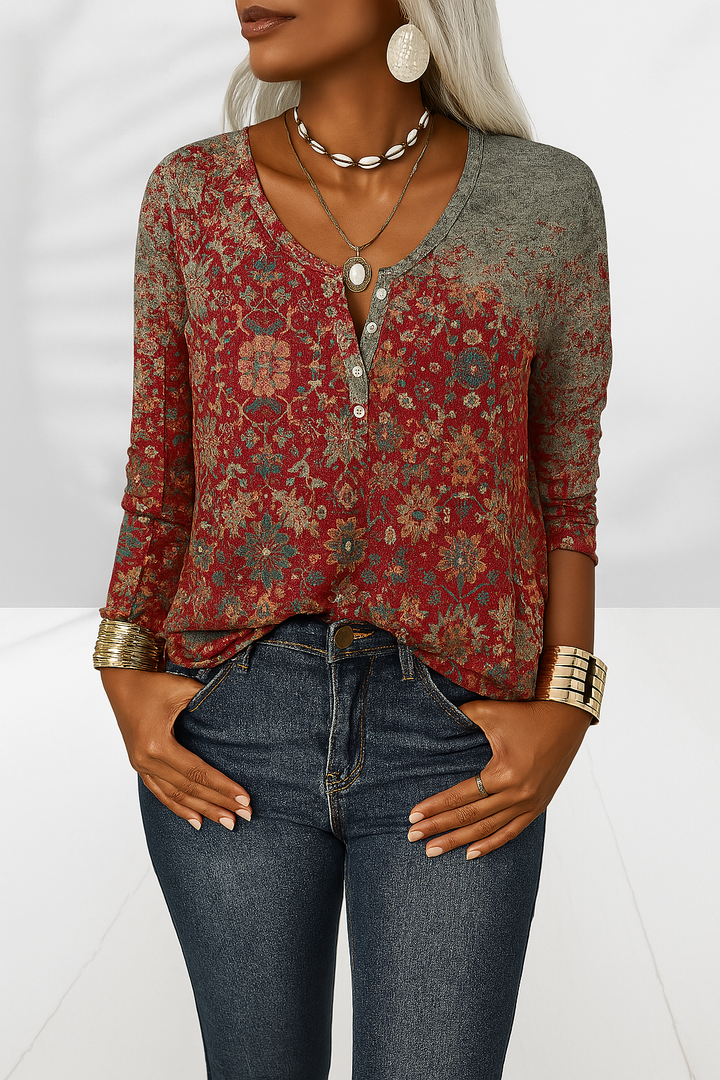 Flossie - Bluse Mit Blumenmuster Und Langen Ärmeln