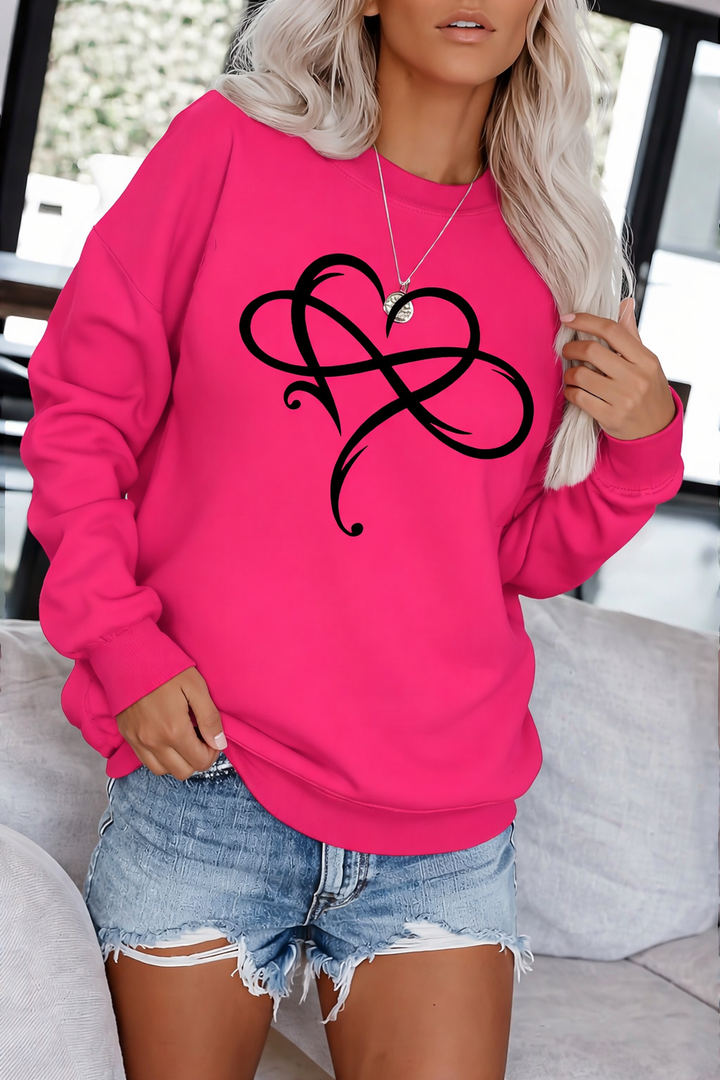 Ahuva - Stylisches Langarm Fleece Sweatshirt Mit Herz Gestaltung
