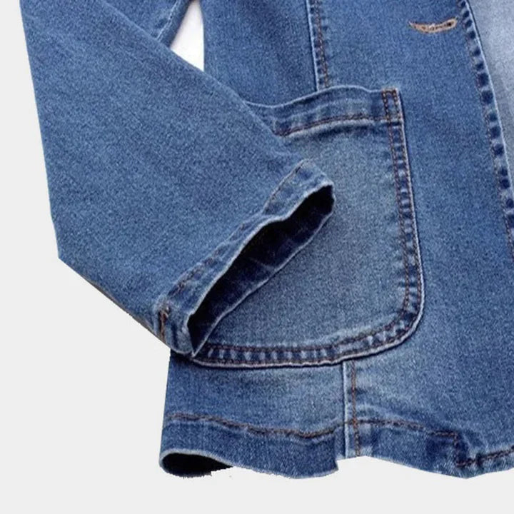 Enara – Fließende Jeans Jacke Mit Taschen