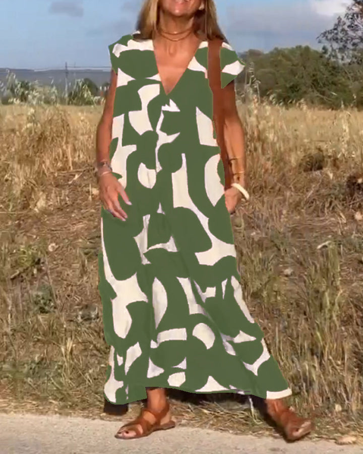 Sarinya - Bedrucktes Kleid Mit V-Ausschnitt
