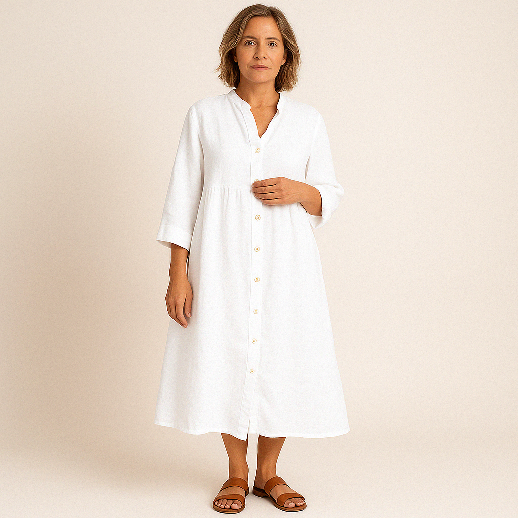 Johana - Baumwolle und Leinen Hemd Kleid