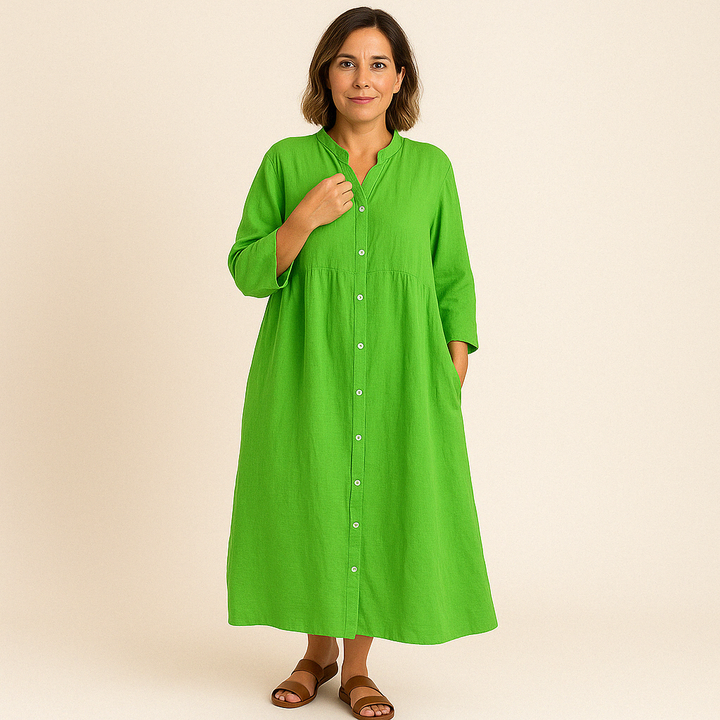 Johana - Baumwolle und Leinen Hemd Kleid