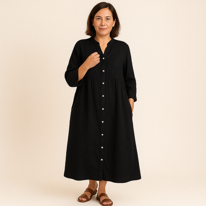 Johana - Baumwolle und Leinen Hemd Kleid