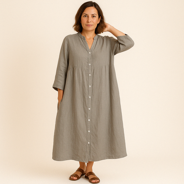 Johana - Baumwolle und Leinen Hemd Kleid