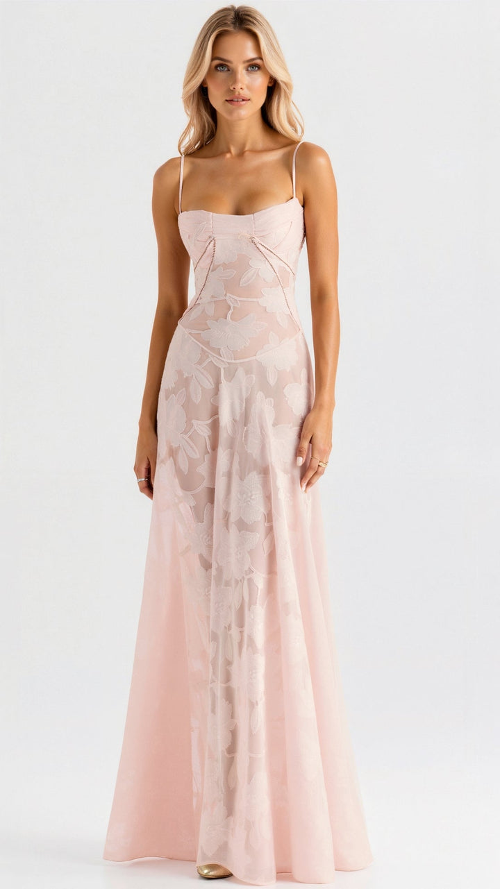 Elegante - Elegant Langes Kleid Mit Rückenschnürung