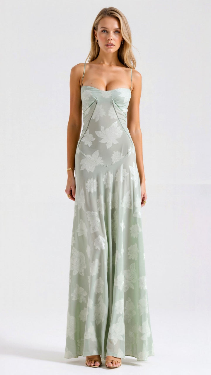 Elegante - Elegant Langes Kleid Mit Rückenschnürung