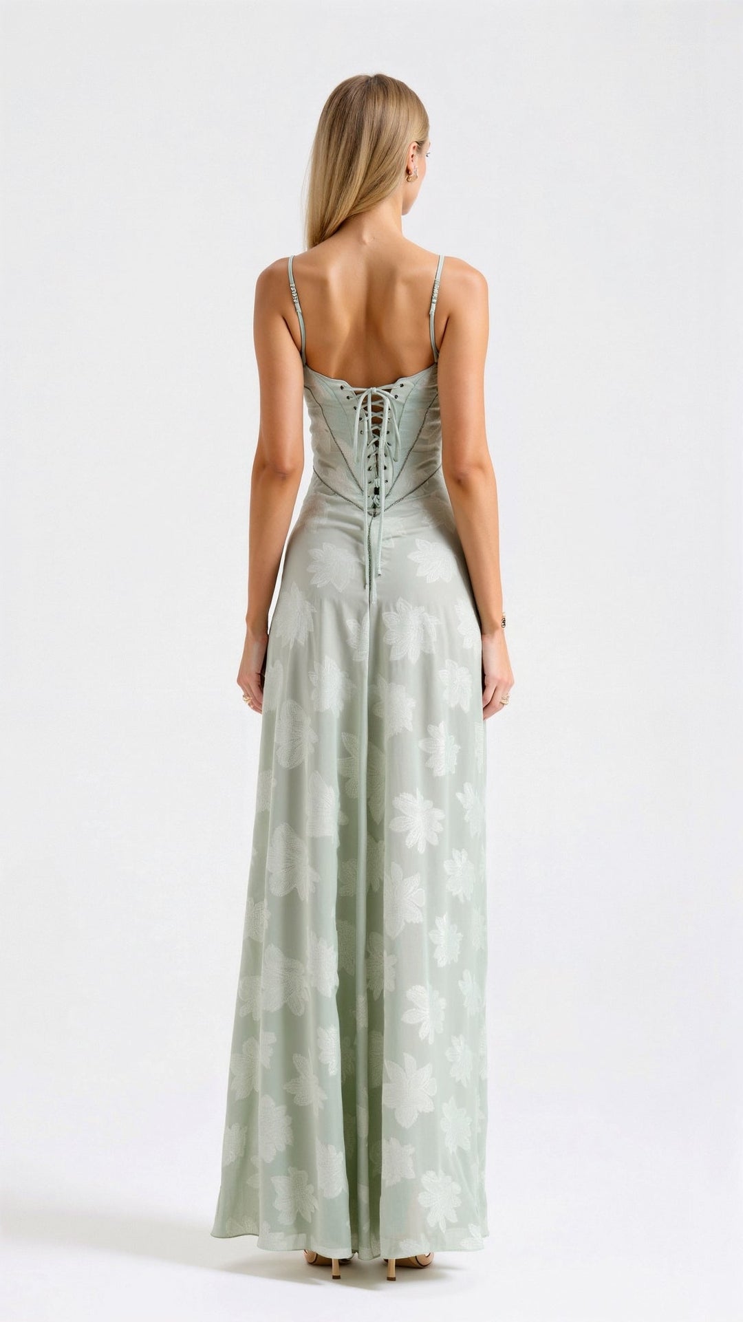 Elegante - Elegant Langes Kleid Mit Rückenschnürung
