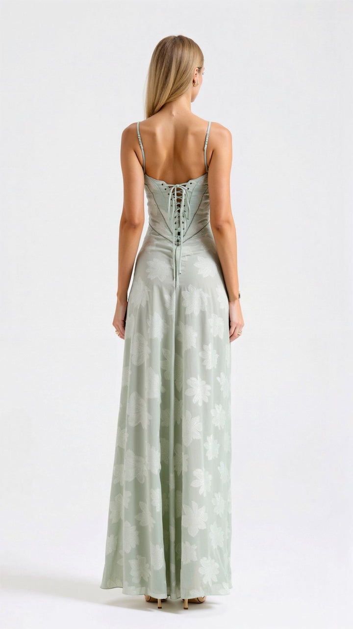 Elegante - Elegant Langes Kleid Mit Rückenschnürung