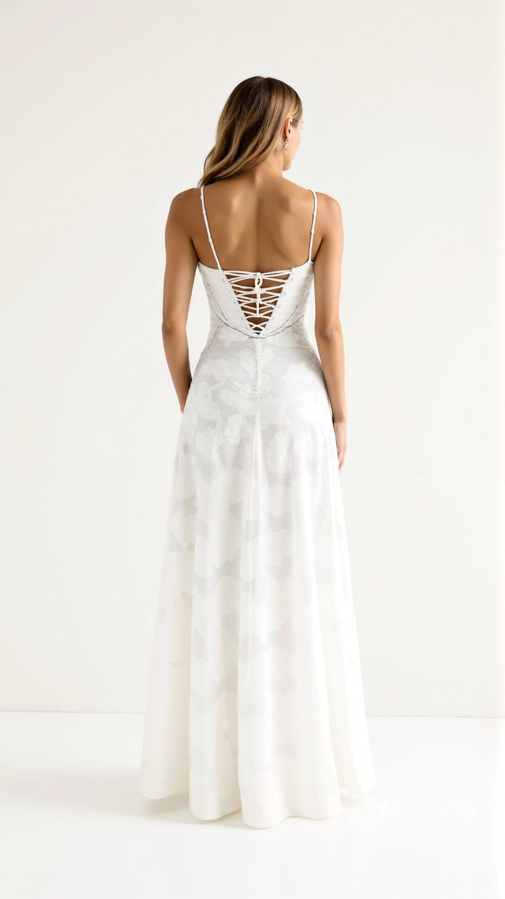 Elegante - Elegant Langes Kleid Mit Rückenschnürung