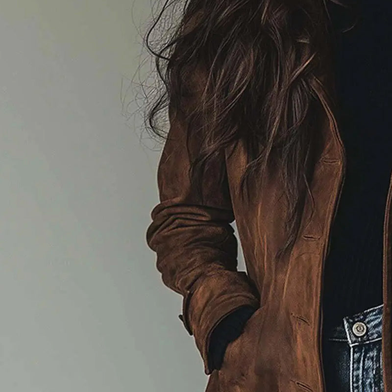 Philippa – Vintage Graben Mantel Aus Wildleder