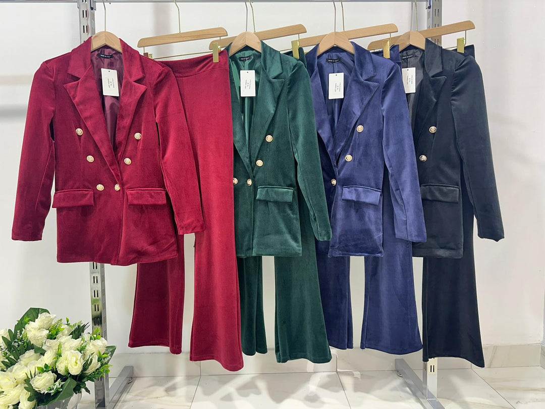 Dimitra – Samt Blazer Set Mit Doppelter Knopfleiste