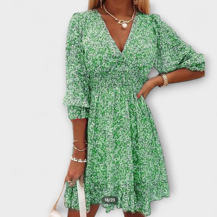 Shari - Blumiges Kleid Mit Puffärmeln