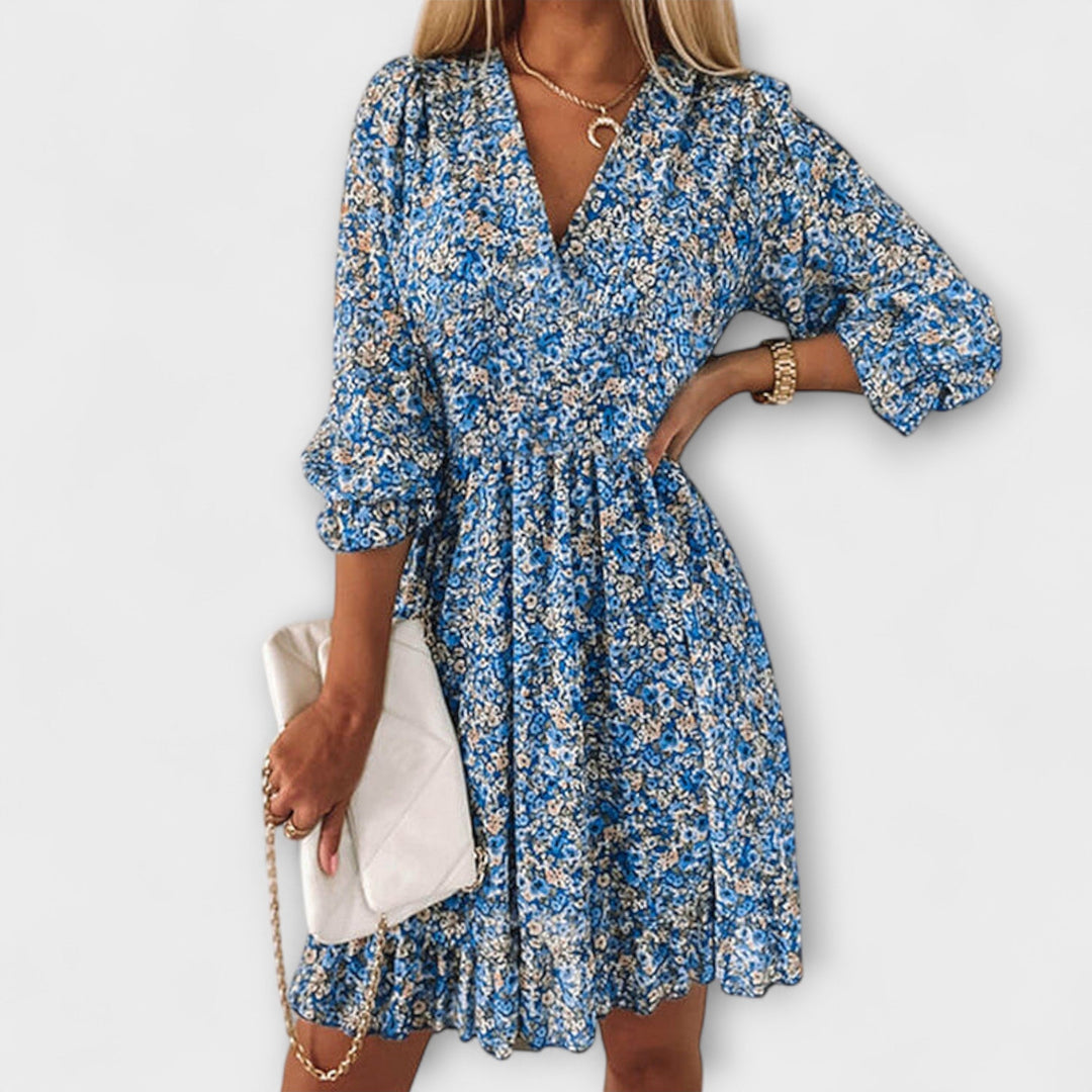 Shari - Blumiges Kleid Mit Puffärmeln